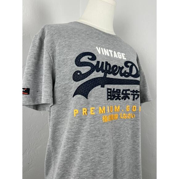 VINTAGE SUPERDRY Grey Heathered T-shirt with 3-D Graphics - Picture 2 of 11